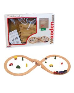 Drveni set za igru s vlakom i tračnicama 29 dijelova